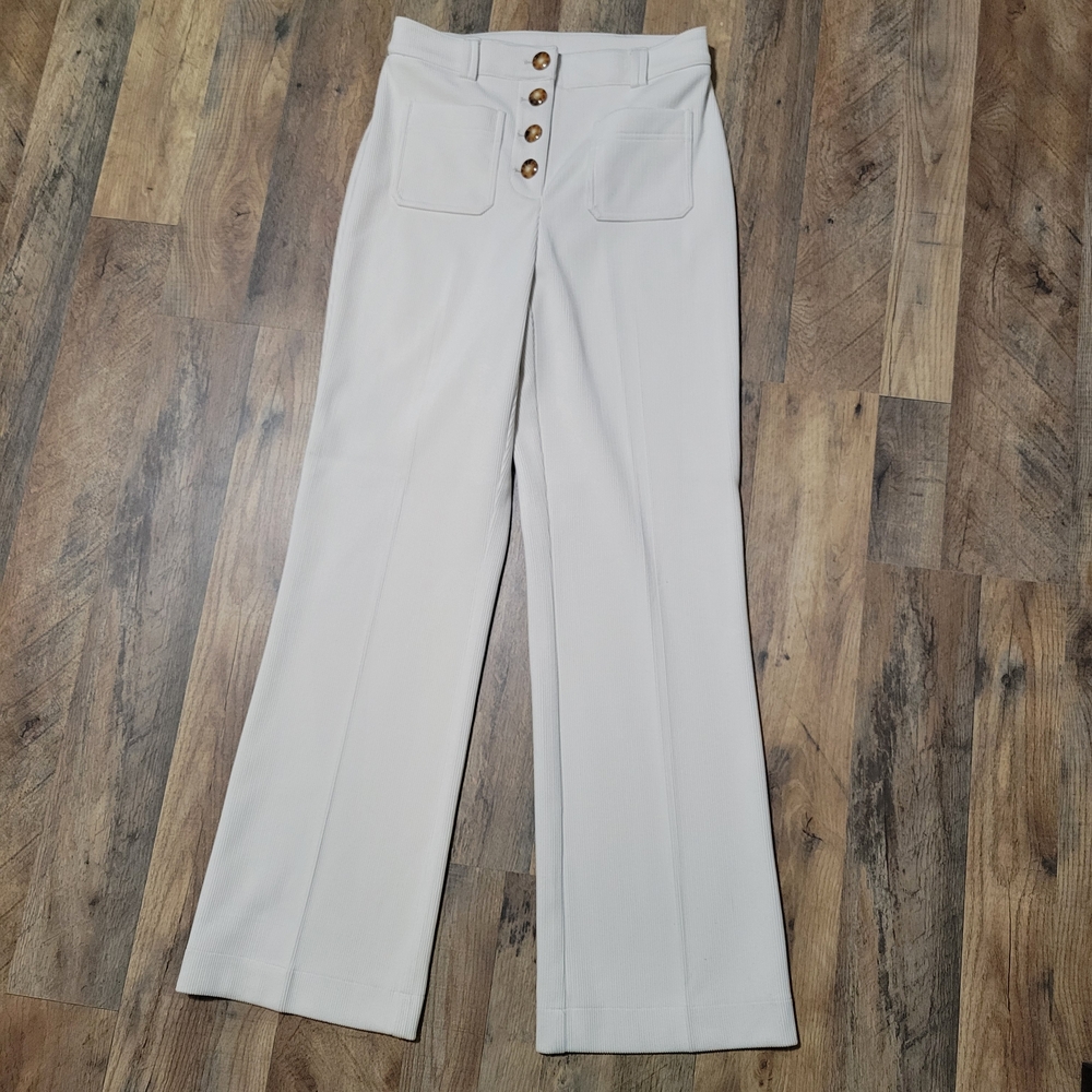 Joie Cream Wide Leg Pants with Button Detail
